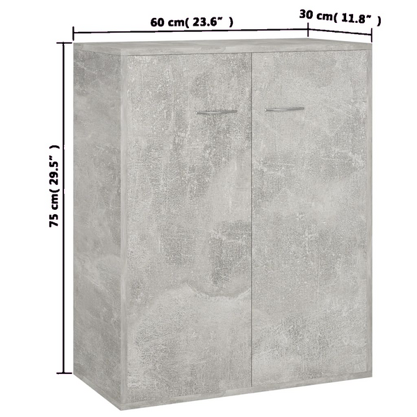 Betoninharmaa senkki Gheorghel 60x30x75cm (puinen)