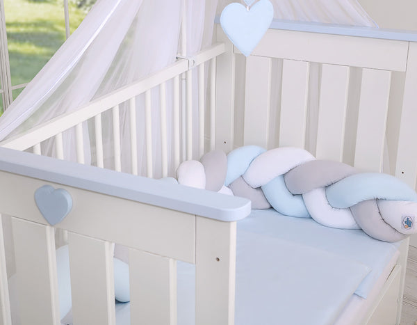 Sängyn letti reunapehmuste - Vaaleansininen - Harmaa