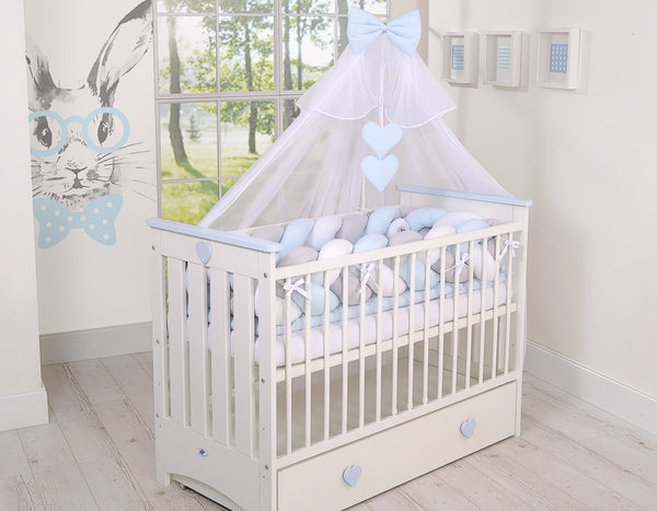 Sängyn letti reunapehmuste XXL - Harmaa - Vaaleansininen