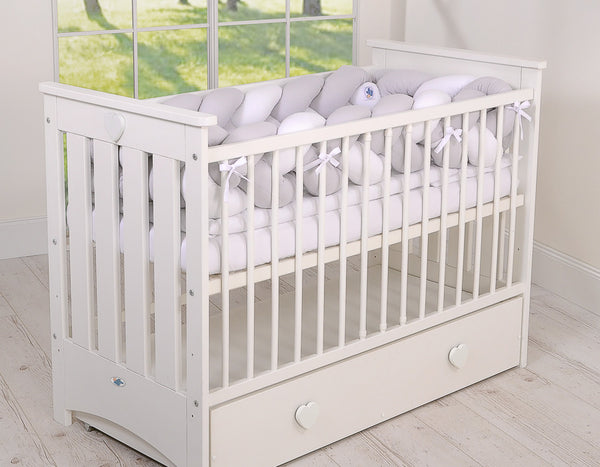 Pinnasängyn reunapehmuste XXL - Valkoinen - Harmaa