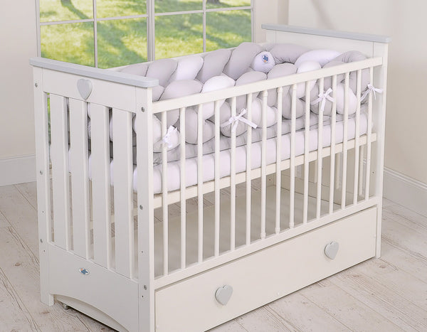 Pinnasängyn reunapehmuste XXL - Valkoinen - Harmaa