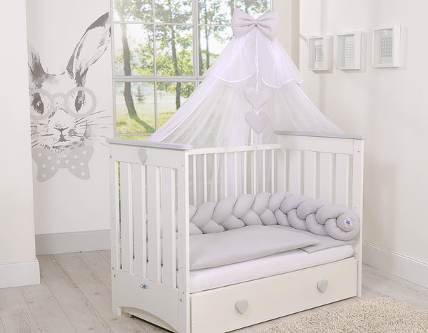 Pinnasänky 120X60cm - Wooden Baby Cot 120X60cm Lorenzo Iii White/Grey
