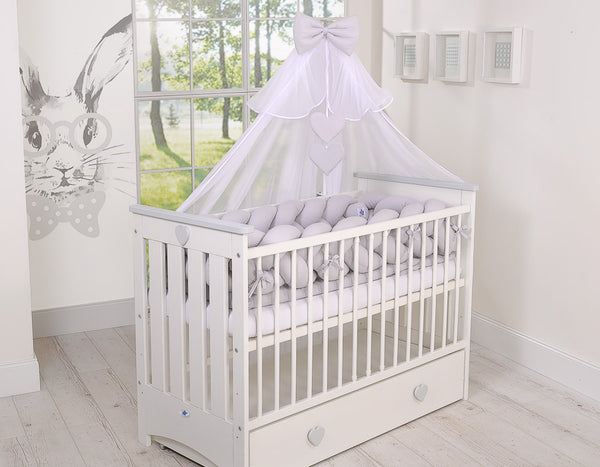 Pinnasänky 120X60cm - Wooden Baby Cot 120X60cm Lorenzo Iii White/Grey
