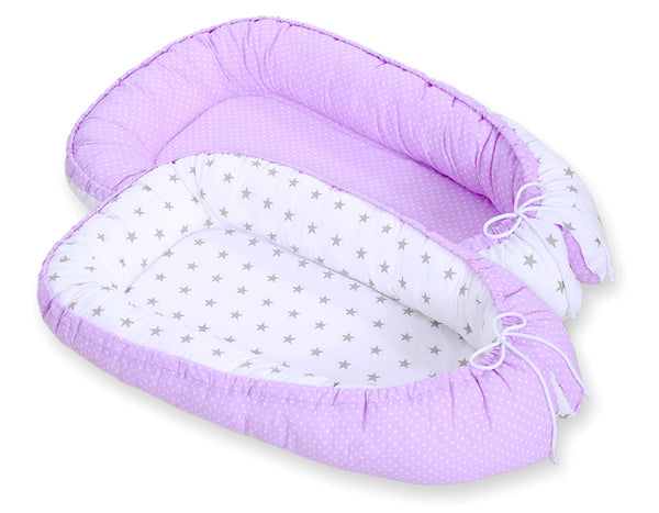 Unipesä - White Polka Dotd On Lilac/ Grey Stars