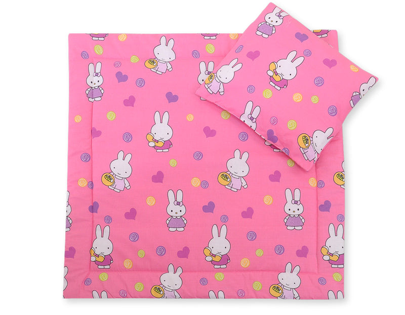 Vauvan peitto 77x77cm ja tyyny - Hallo rabbit pink