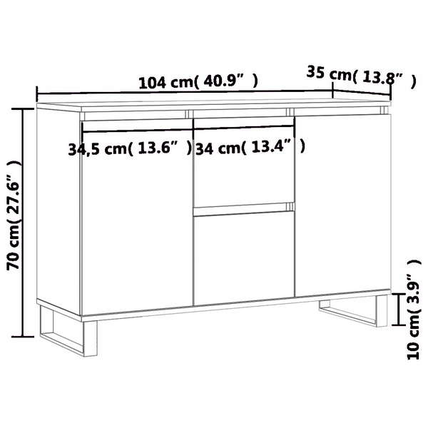 Betoninharmaa senkki Botu 104x35x70cm (puinen)