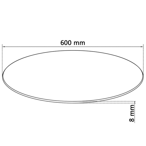 Pöytälevy Karkaistu Lasi Pyöreä 600 mm