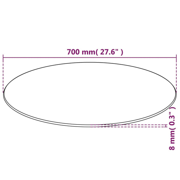 Pöytälevy Karkaistu Lasi Pyöreä 700 mm