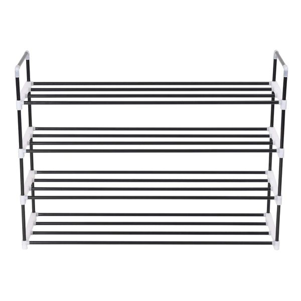 Kenkäteline 4 hyllyllä metalli ja muovi musta