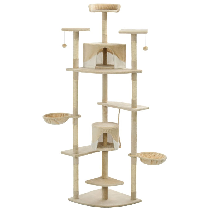 Beige ja valkoinen kissan kiipeilypuu sisal-pylväillä Lunghin 203cm