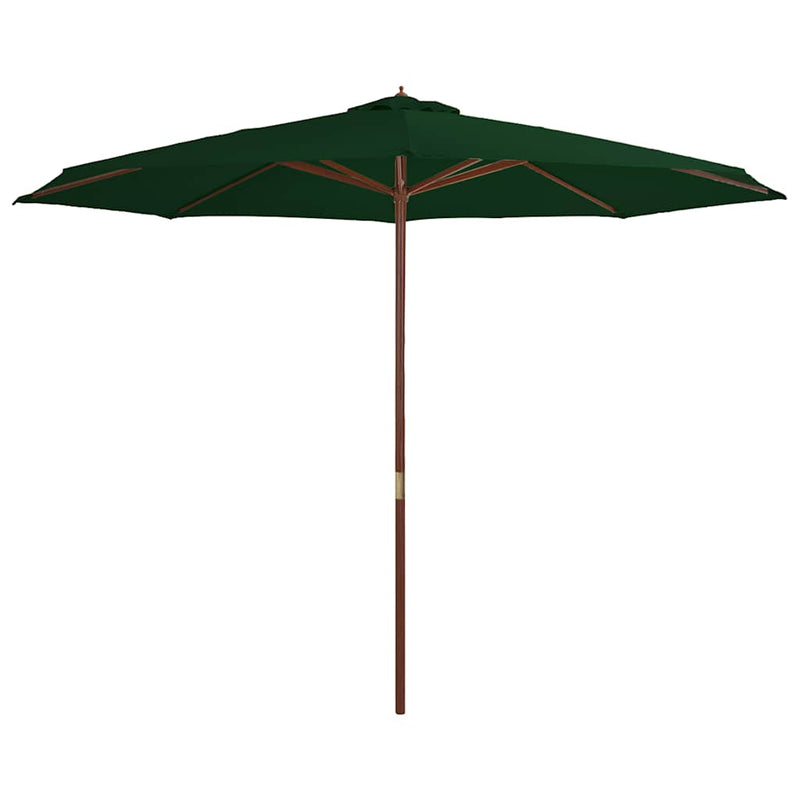 Vihreä aurinkovarjo puurunko Brigitta 350cm