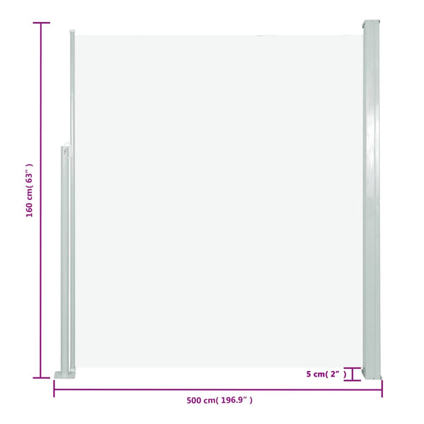 Sisäänvedettävä sivumarkiisi 160x500 cm kerma
