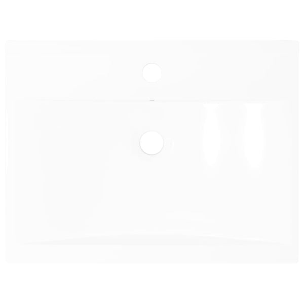 Ylellinen keraaminen pesuallas suorakaide valk. hanareiällä 60 x 46 cm