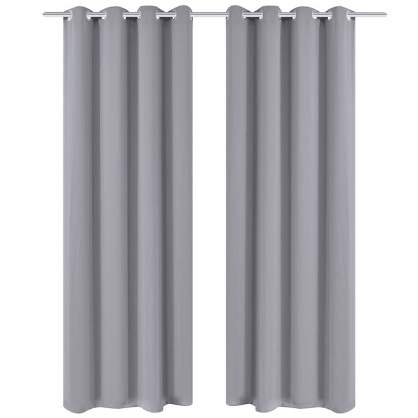 Harmaat Pimennysverhot Metallirenkailla 2 kpl 135 x 245 cm