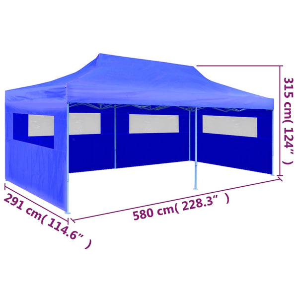 Kokoontaitettava pop-up juhlateltta 3 x 6 m sininen
