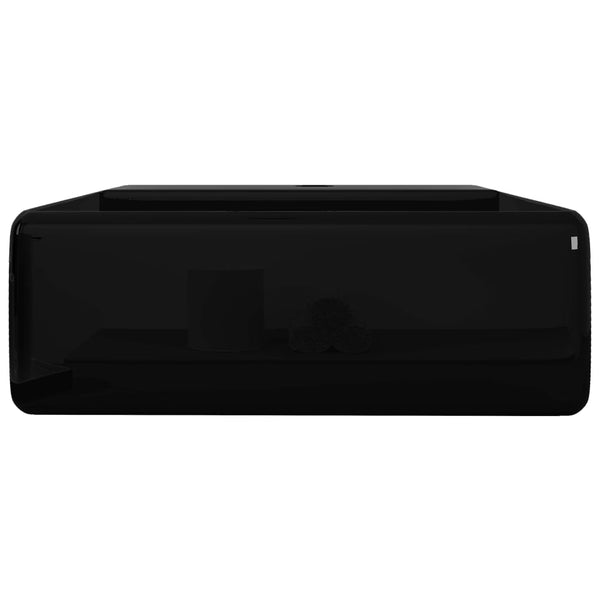 Keraaminen kylpyhuoneen pesuallashana / ylivuotoaukko musta neliö