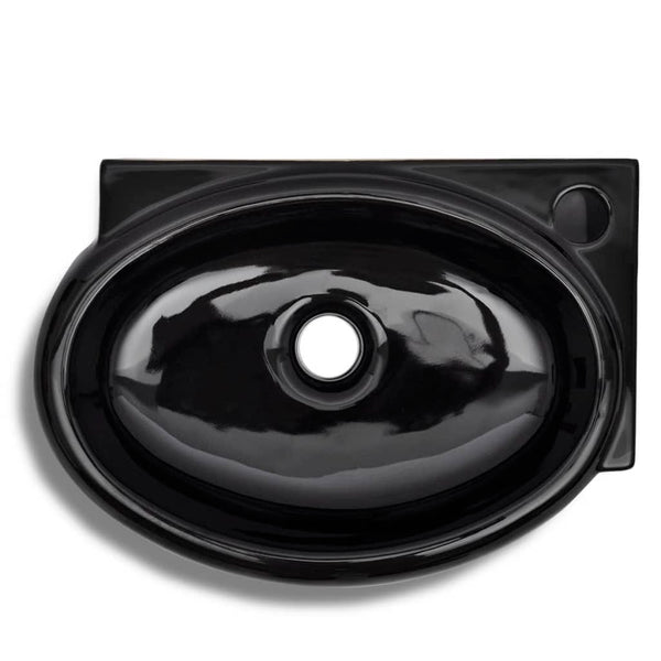 Keraaminen Kylpyhuoneen Pesuallas Hanareiällä Musta Pyöreä