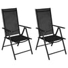 Taitettavat puutarhatuolit 2 kpl alumiini ja textilene musta