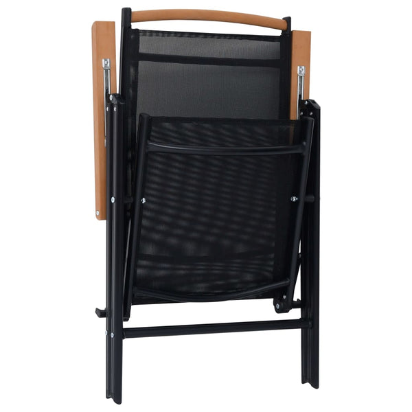 Taitettavat puutarhatuolit 2 kpl alumiini ja textilene musta