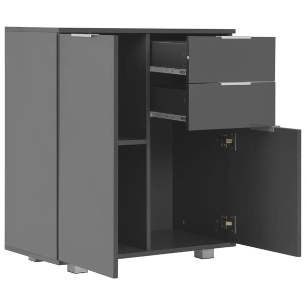 Senkki korkeakiiltoinen harmaa 71x35x80 cm lastulevy