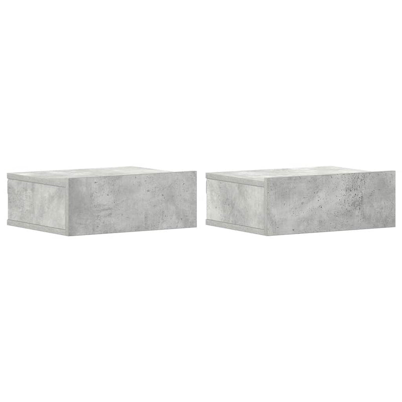 Betoninharmaa kelluvat yöpöydät Saif 40x30x15cm (2 kpl puinen)