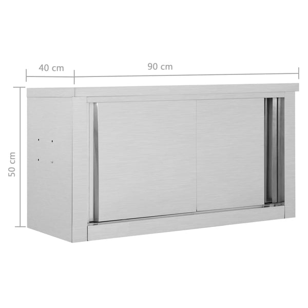 Keittiön seinäkaappi liukuovilla 90x40x50 cm ruostumaton teräs