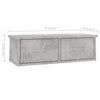 Seinälaatikkohylly betoninharmaa 60x26x18,5 cm tekninen puu