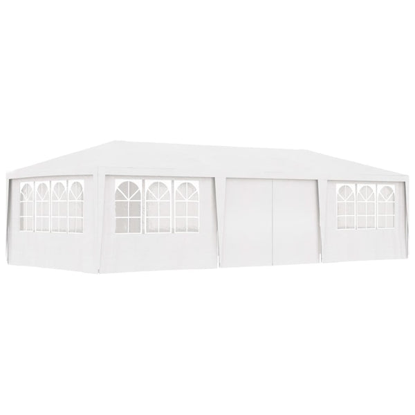 Ammattilaisten juhlateltta sivuseinillä 4x9m valkoinen 90g/m²