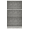 3-tasoinen kirjahylly betoninharmaa 60x24x109 cm tekninen puu