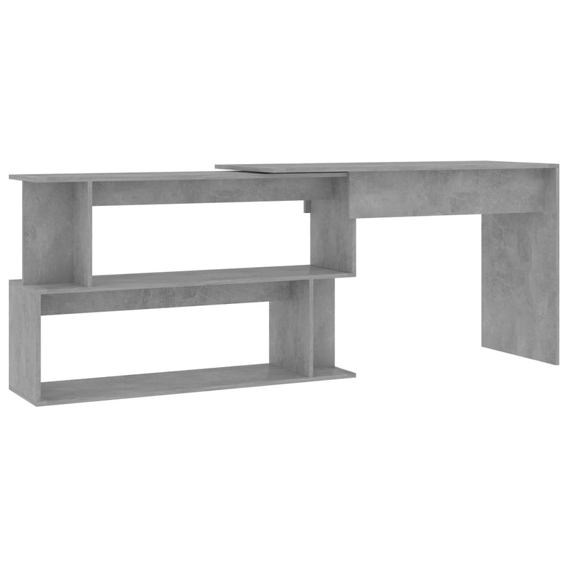 Betoninharmaa kulmapöytä Helviga 200x50x76cm (puinen)