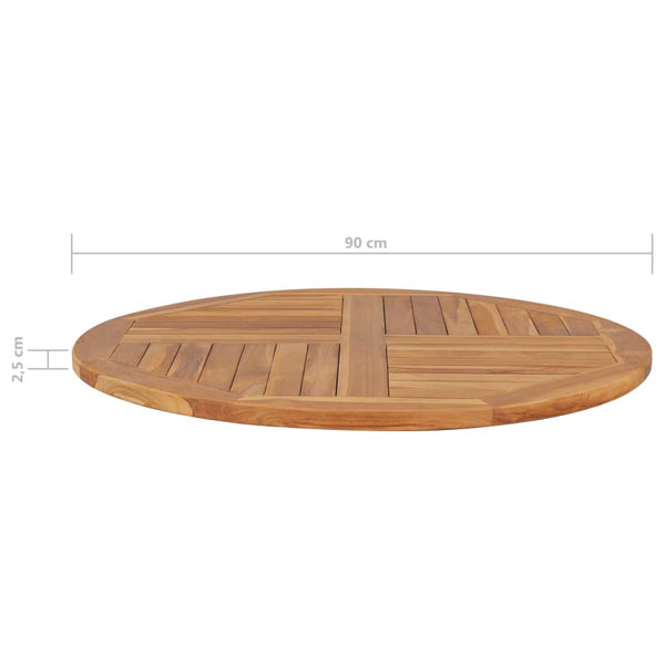 Pöytälevy täysi tiikki pyöreä 2,5 cm 90 cm