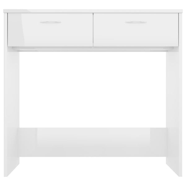 Työpöytä korkeakiilto valkoinen 80x40x75 cm lastulevy