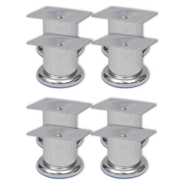 Sohvanjalat 8 kpl pyöreät kromi 60 mm