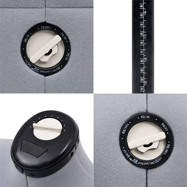 Säädettävä mallinukke nainen harmaa S koko 33-40