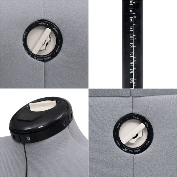 Säädettävä mallinukke nainen harmaa M koko 40-46