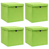 Säilytyslaatikot kansilla 4 kpl vihreä 32x32x32 cm kangas