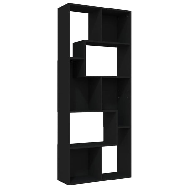 Kirjahylly musta 67x24x161 cm tekninen puu