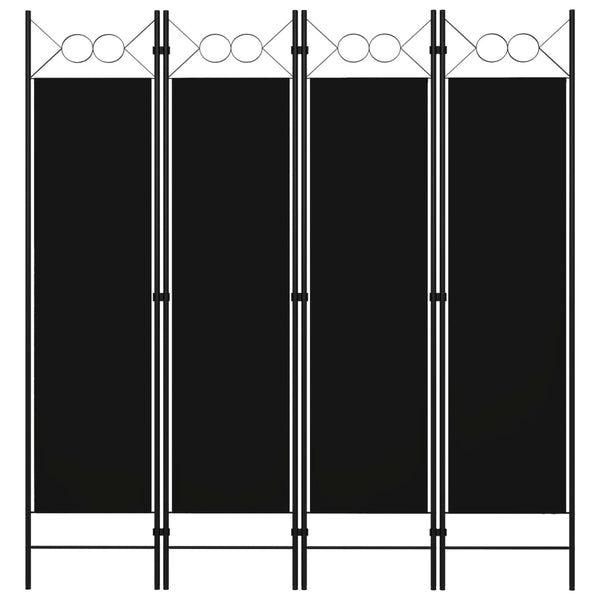4-paneelinen tilanjakaja musta 160x180 cm