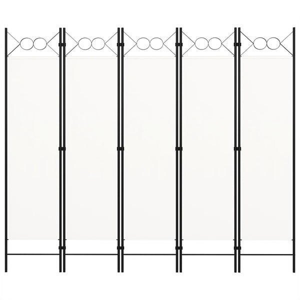 5-Paneelinen tilanjakaja 200x180 cm valkoinen
