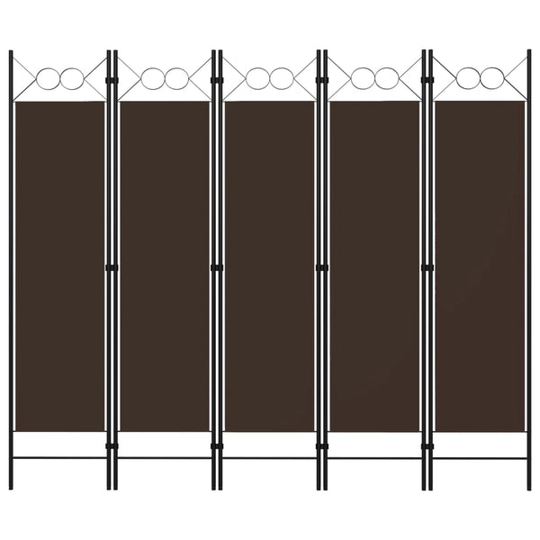 5-paneelinen tilanjakaja ruskea 200x180 cm