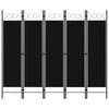 5-paneelinen tilanjakaja 200x180 cm musta