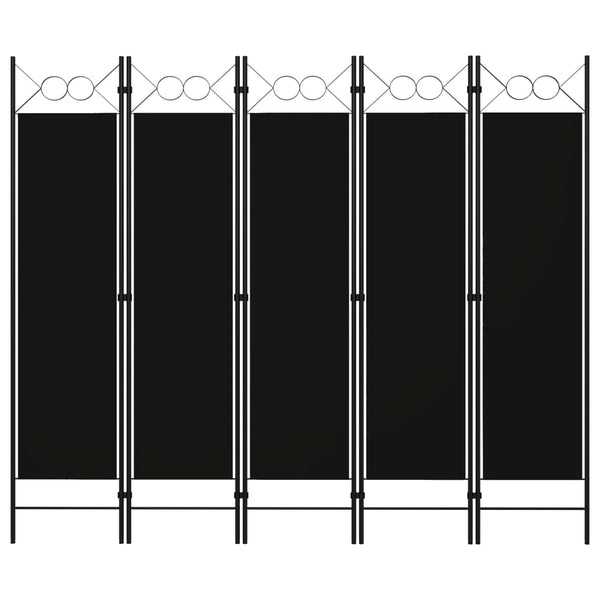 5-paneelinen tilanjakaja 200x180 cm musta