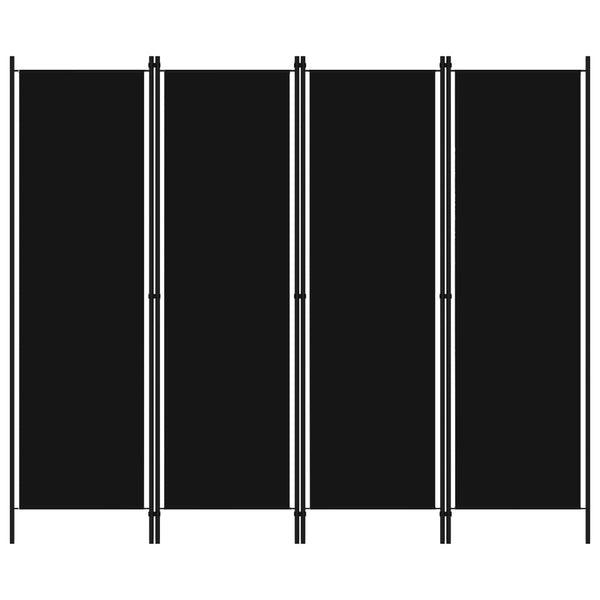 4-paneelinen tilanjakaja musta 200x180 cm