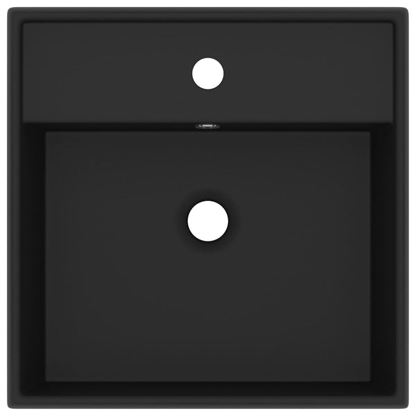 Ylellinen pesuallas ylivuotoaukolla neliö musta 41x41cm keraami