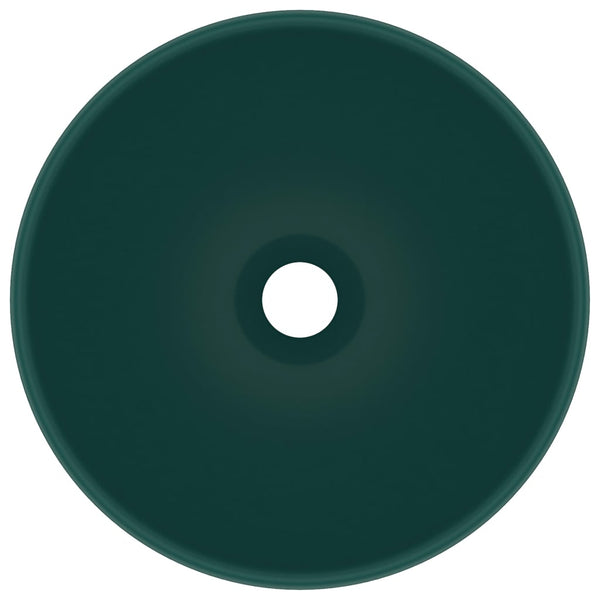 Ylellinen pesuallas pyöreä matta tummanvihreä 32,5x14cm keraami
