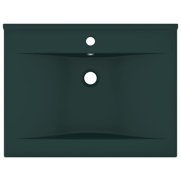 Ylellinen pesuallas hanareiällä tummanvihreä 60x46 cm keraami