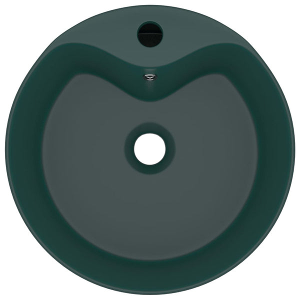 Ylellinen pesuallas ylivuodolla tummanvihr. 36x13cm keraaminen