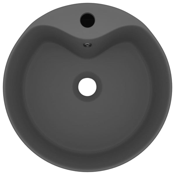 Ylellinen pesuallas ylivuodolla tummanharm. 36x13cm keraaminen