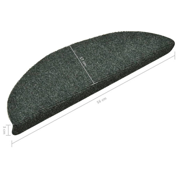 Itsekiinnittyvät porrasmatot 15 kpl vihreä 56x17x3cm neulahuopa