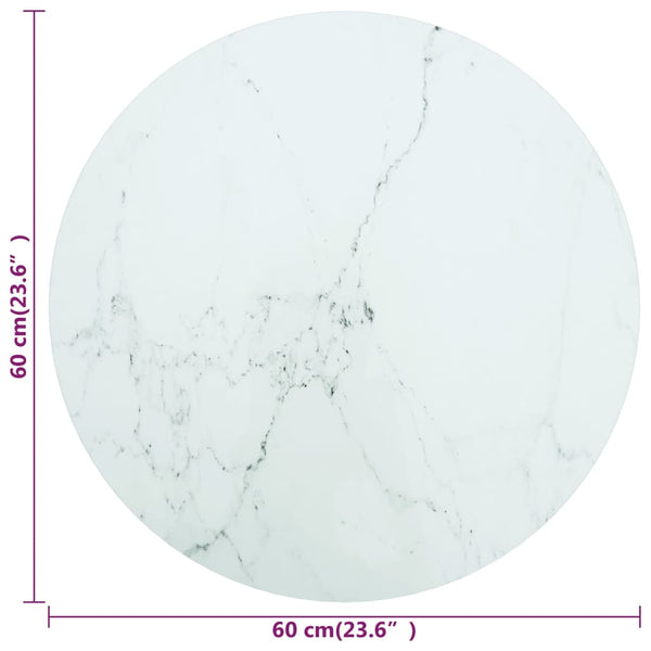 Pöytälevy valkoinen Ø60x0,8 cm karkaistu lasi marmorikuvio